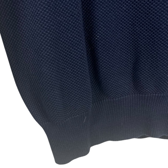 TRICOT MARINE Yachting Navy V-Neck Waffle Knit Long Sleeve Men's Large Shirt - Picture 7 of 11